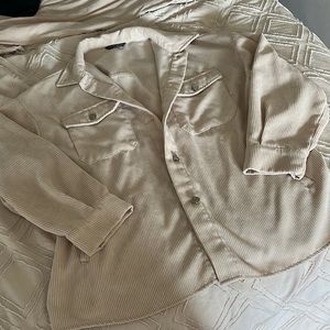 Shein Cream Corduroy Shacket Size L